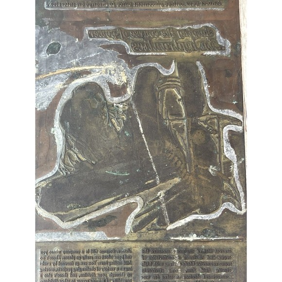 General Motors ‘Job ￼Opportunities’ Metal Letterpress Printing Press Plate GM - Picture 3 of 15